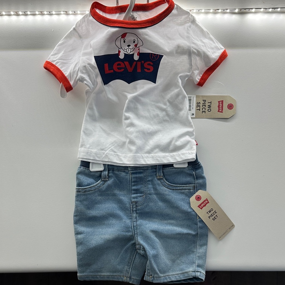 Levi's Baby Tee with Blue Shorts